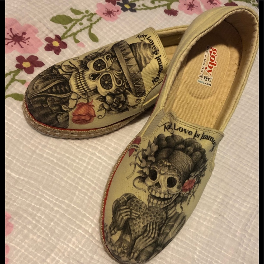 Goby And Love is Immortal “Skull” Slip on Shoes